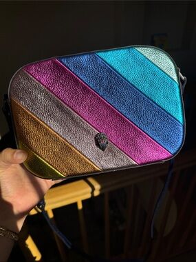 Kurt Geiger Metallic Multicolor Diagonal Stripe Crossbody Bag